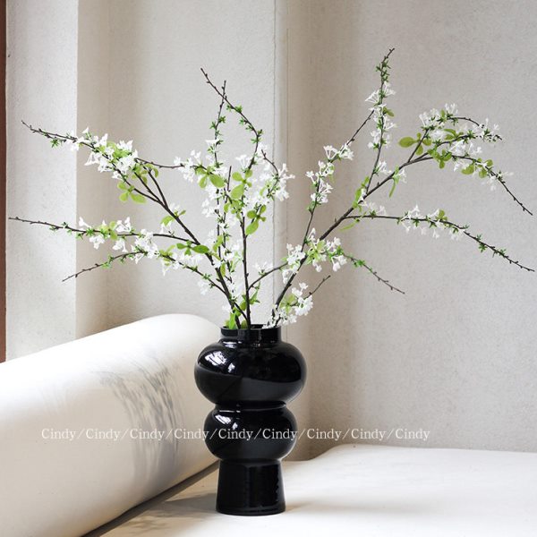 Cindy美学法式黑色复古葫芦形桌面玻璃花瓶鲜花水培插花装饰摆件
