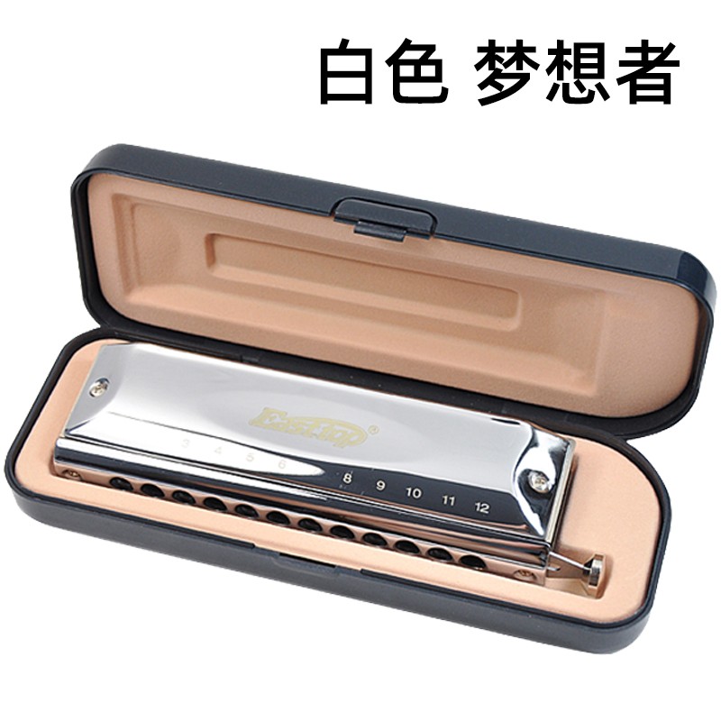 东方鼎12孔半音阶口琴C调12x48K金色梦想者专业演奏挑战者16口琴