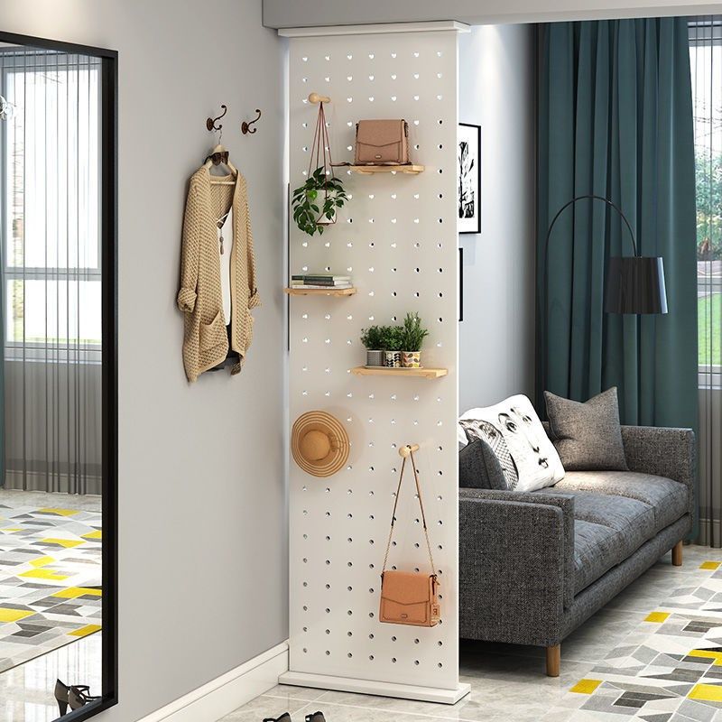 洞洞板屏风隔断置m物架金属衣架隔断墙玄关客厅卧室进门遮挡