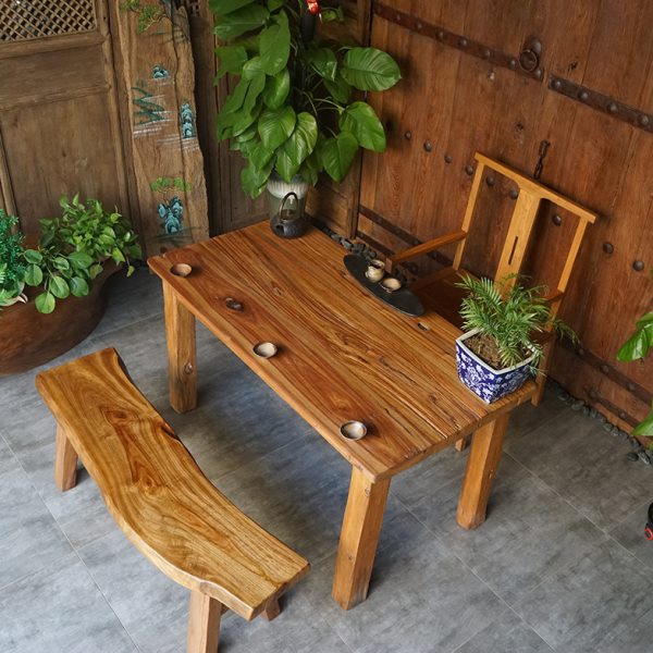 原木香樟木茶几实木自然边餐台泡茶桌中式简约复古办公接待长条桌