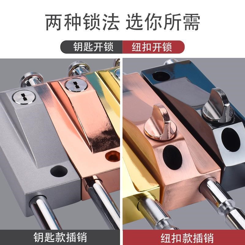 旋转门锁有框g玻璃门锁铝合金双门插销锁落地插锁防盗自动插销锁