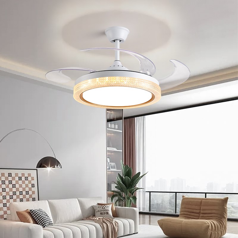 轻奢智能隐形风扇灯客厅灯北欧控制隐形卧室餐Q厅一体吊扇灯具吊