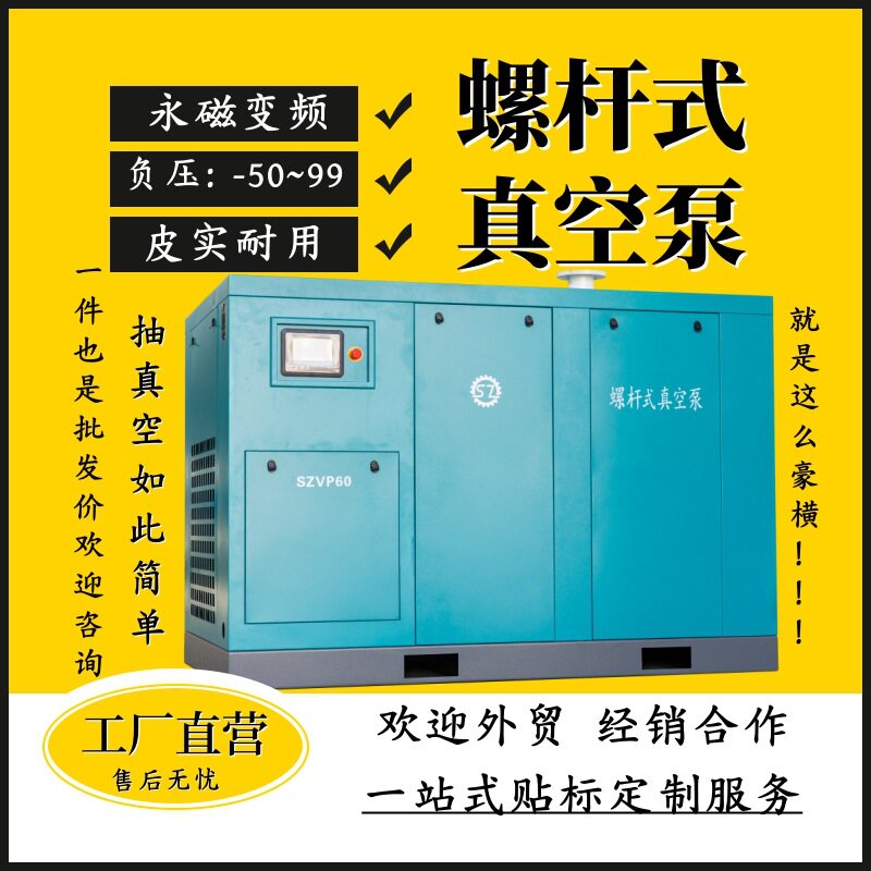 永磁变频螺杆式真空泵工业制造用大型高负压抽真空压缩机设备工厂