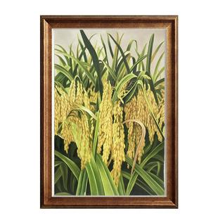 纯手绘油画丰收麦穗竖版挂画阳光风景客厅玄关静物写实装饰画壁画