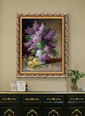 世界名油画欧式餐厅挂画丁香玫瑰青花瓷卉静物玄关装饰画客厅壁画