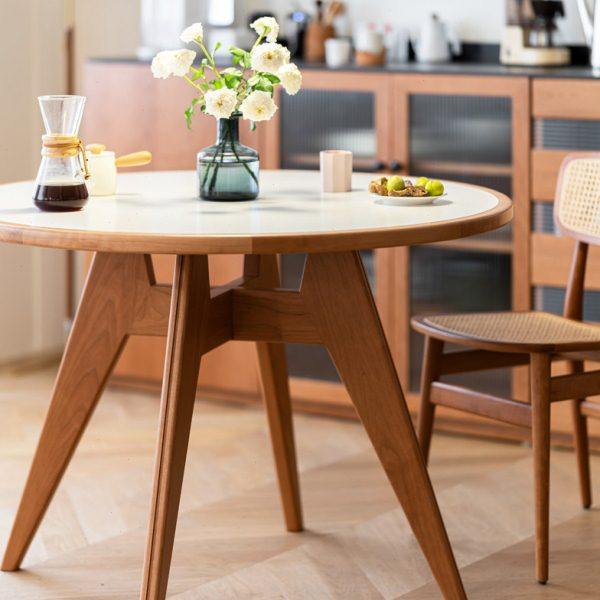 二黑木作 飞碟岩板圆桌 实木餐桌北欧防水耐磨防刮餐厅小户型饭桌,住宅家具,岩板餐桌,淘宝优惠券,粉丝福利购,淘宝优惠卷