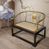 新中式 太师椅沙发椅客厅圈椅茶椅金属轻奢主人椅仿古禅意打坐椅子