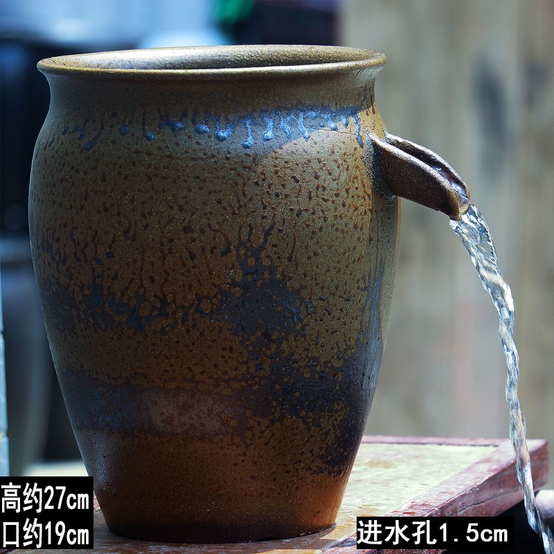 日式流水摆件古法养鱼循环流水瀑B布加湿器增氧流水罐民宿酒店造