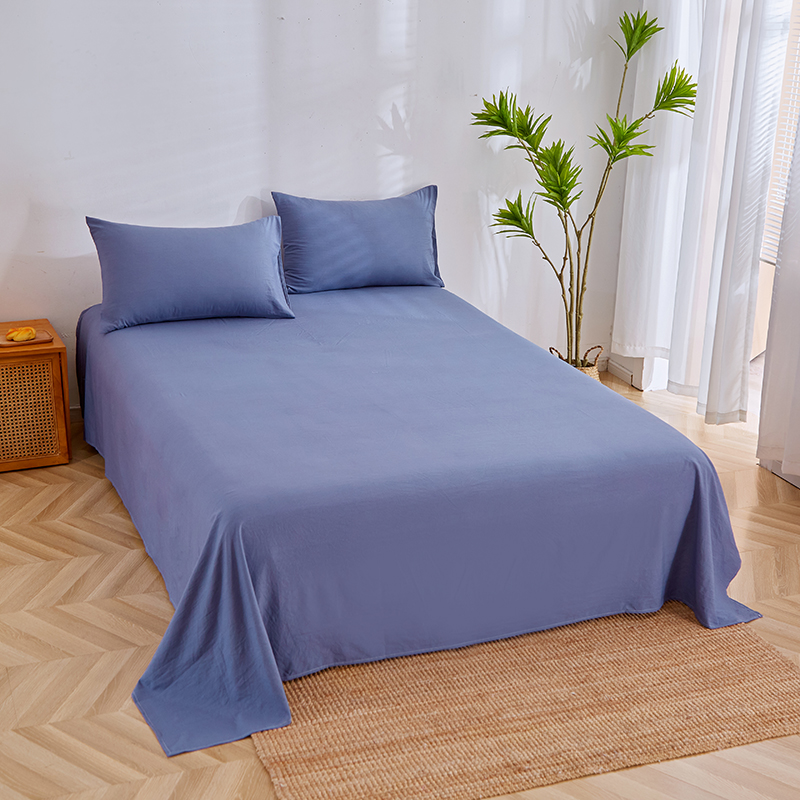 牀单单件水洗棉i柔软亲肤单人学生宿舍被单纯色简约双人牀加大四