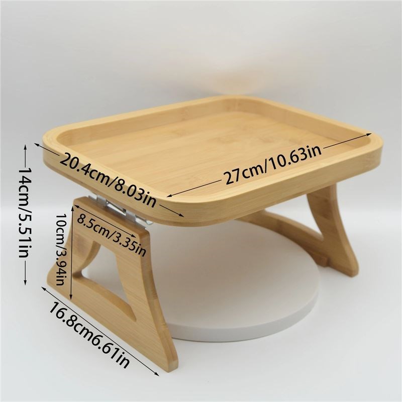 沙发上置物c托盘桌扶手托盘架竹木制双层臂夹带杯架盘实木沙发桌