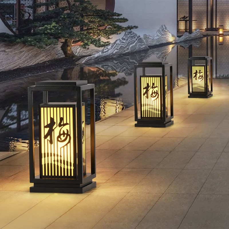 草坪灯仿云石庭院景观灯花园别墅B公园户外防水新中式柱头灯草地