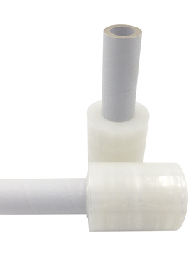 带柄缠绕膜pe小卷缠绕膜10cm手柄包装膜防水膜拉伸膜带手柄打包膜