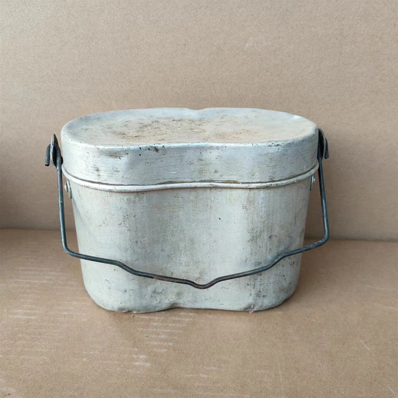 民俗老物件老式h食堂打饭铝饭盒80年代个人收藏品民宿影视装饰摆
