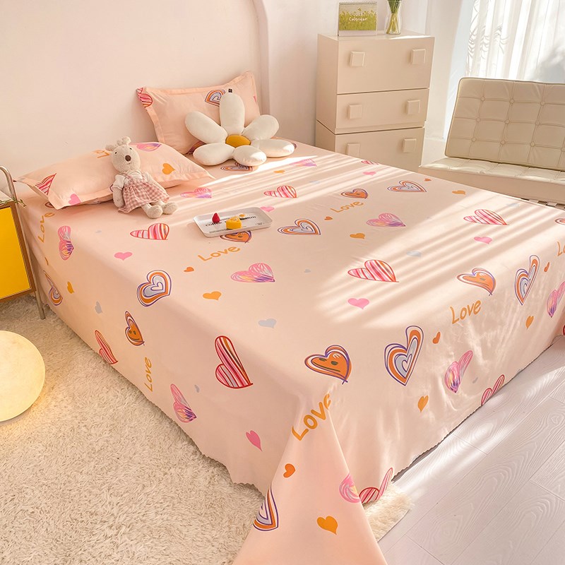 春秋简约夏季水洗棉卡通磨毛被单C床单单件双人床家用单人学生宿