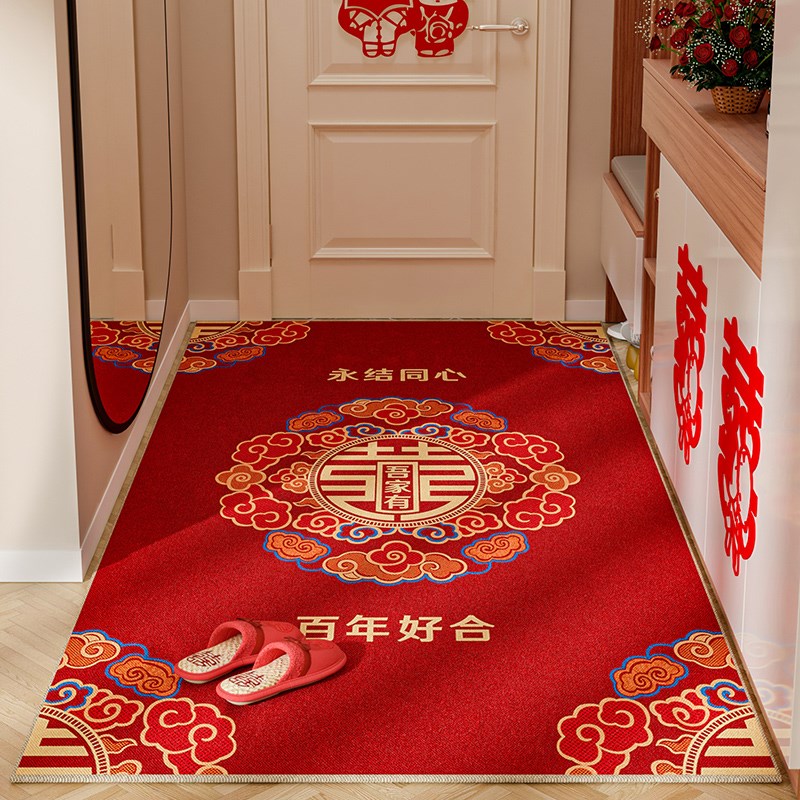 喜字结婚地垫红色k喜庆入户门地垫婚房新婚门口进门垫地毯2024新