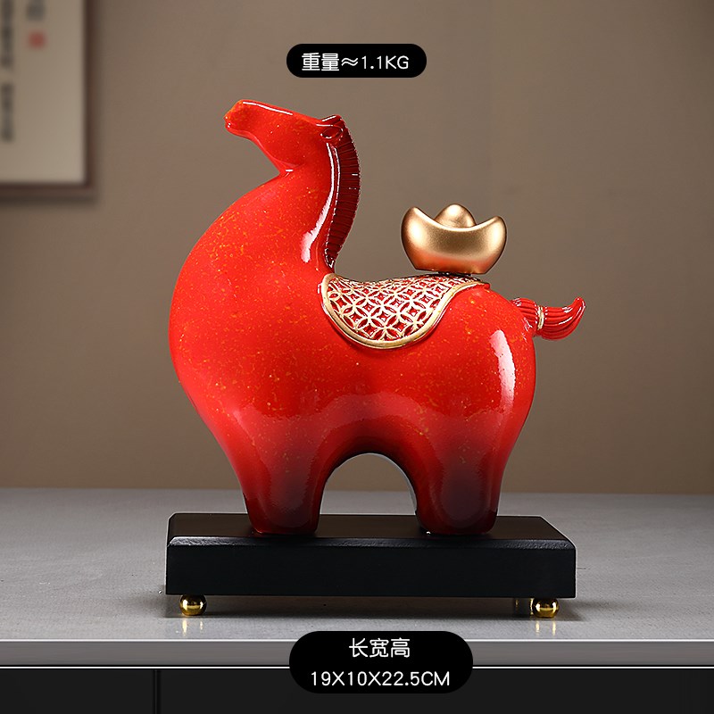 马上有钱摆件招财客厅酒柜轻奢z高档高级感玄关装饰品乔迁开业礼