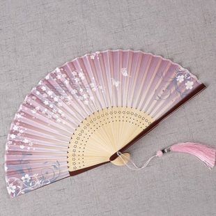 女士舞蹈折扇烤漆工艺礼品扇儿童古典夏季日用小折叠扇中国风扇子