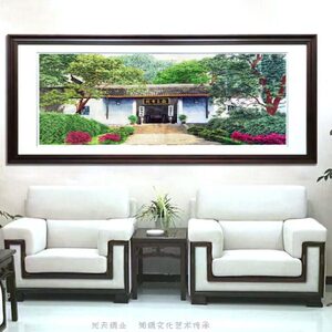 湖南名胜古迹画韶山岳麓书院湘绣礼品全手工刺绣客厅玄关单面挂画