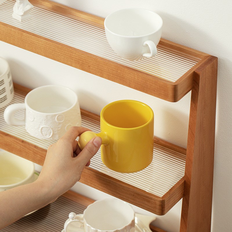 杯子收纳置物架实木咖啡杯架桌面高级感轻奢水杯架子马克杯展示架
