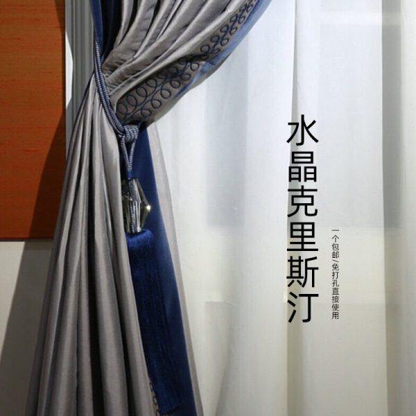 现代高端水晶电镀人造丝窗帘挂球 出口欧洲克里斯汀流苏绑带一个