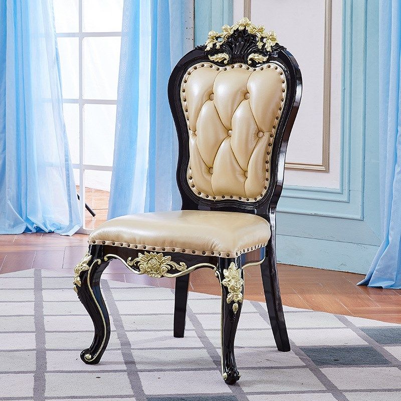 欧式餐桌椅组合 大理石带转盘圆桌奢华6人美式饭桌实木家用小户型