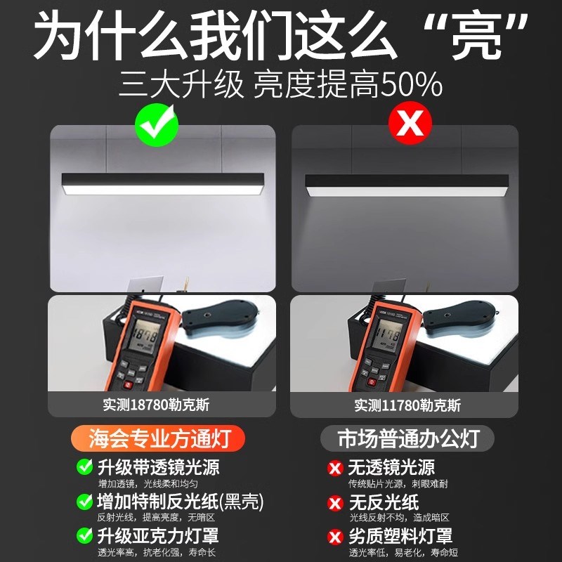 led方通灯长条灯铝方通办公灯格栅办公室吊灯条形灯教室吸顶