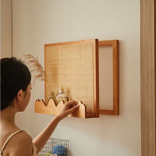 樱桃木藤编电表箱改造遮挡装饰画弱电箱遮丑神器家用配电箱置物架