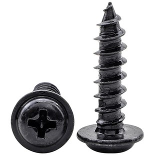 PWA十字槽圆头带垫片黑色自攻螺丝盘头带介子自攻螺钉M2/M3/M4/M5