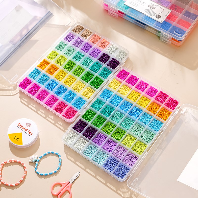 手工串珠收纳盒散珠首饰琉璃米珠手作材料透明分格盒桌面杂物整理