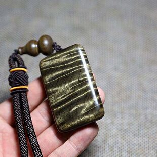 金丝楠平安无事牌阴沉木小叶桢楠原木乌木绿料挂件满金丝水波手把