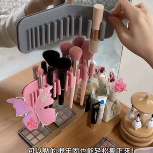 又是一神器呀 硅胶化妆刷子收纳架便携牙刷晾干架晾晒挂架 吸壁式