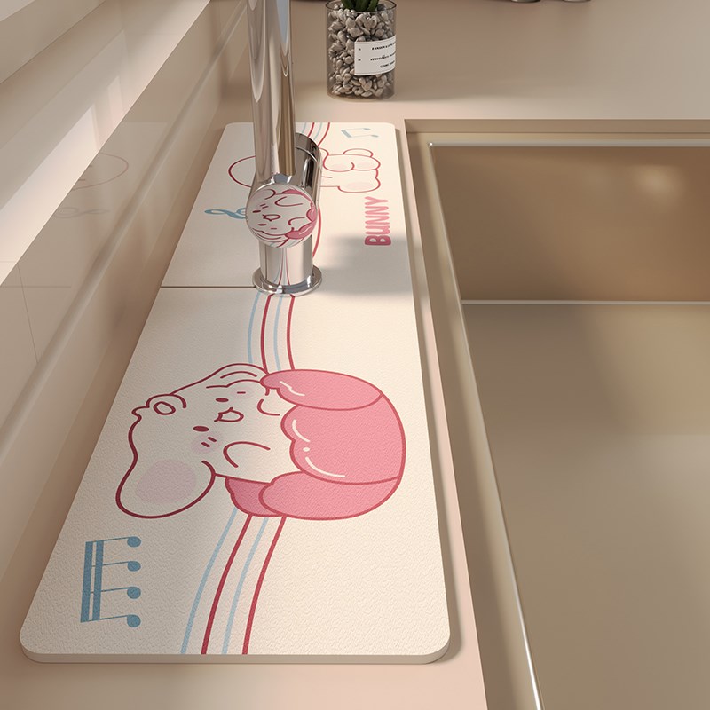 窄边厨房水龙头吸水垫硅藻泥免洗可擦洗手台台面垫洗漱台沥水垫子