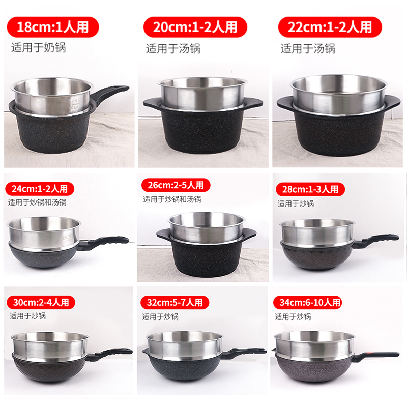 加厚蒸笼304不锈钢蒸格蒸锅小奶锅蒸笼蒸屉家用圆形蒸馒头蒸架