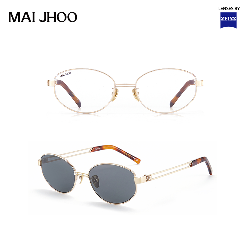 MAI JHOO老钱风复古金属墨镜女高级感椭圆形太阳镜遮阳眼镜 TIBOK