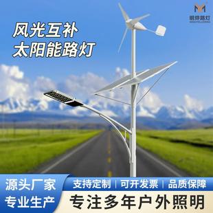 新农村风光互补太阳能路灯6米30W风力发电风能两用路灯市政道路灯