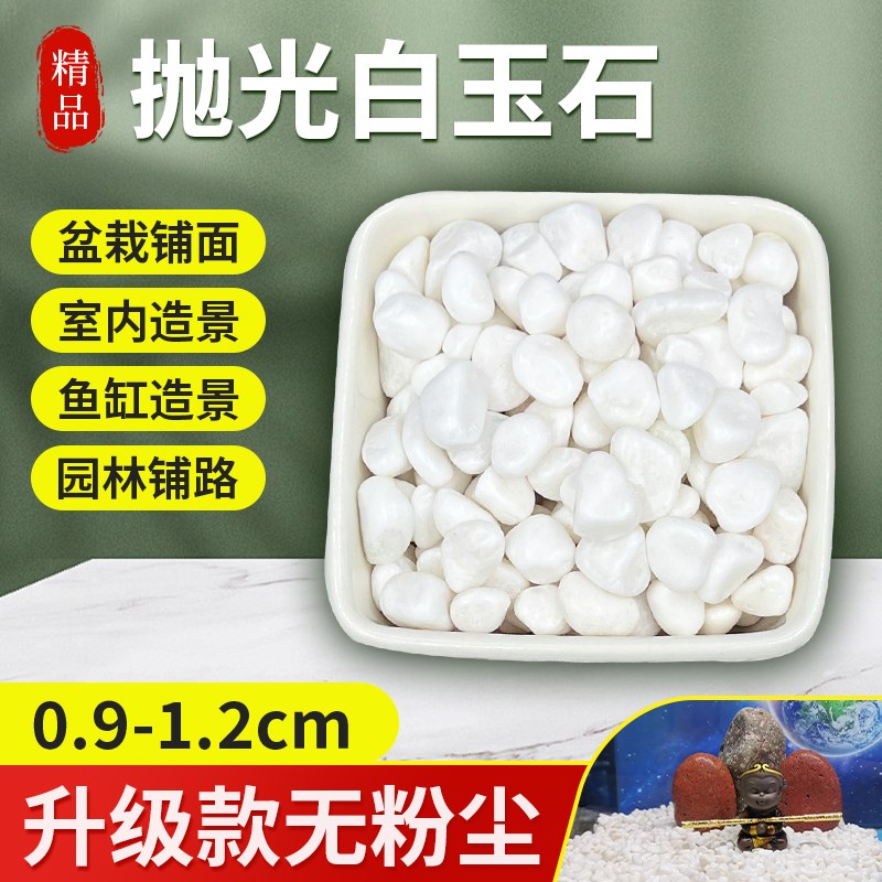 5斤装抛光白色石子石头打蜡鹅卵石庭院铺路铺地小白石.头造景景观