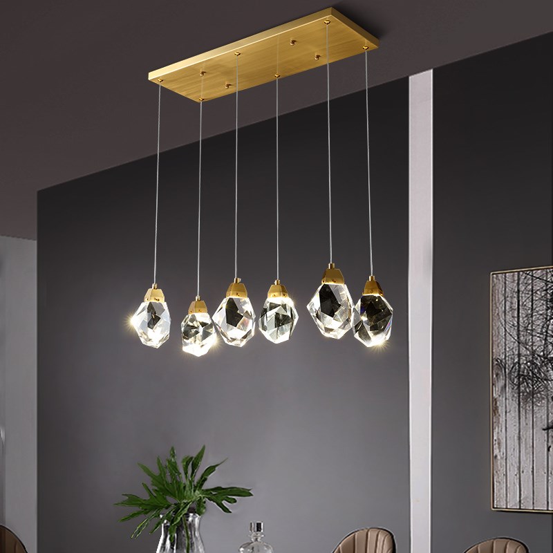 全铜水晶吊灯客厅灯后现代轻奢灯具高档简约餐厅吧台灯卧室吊灯