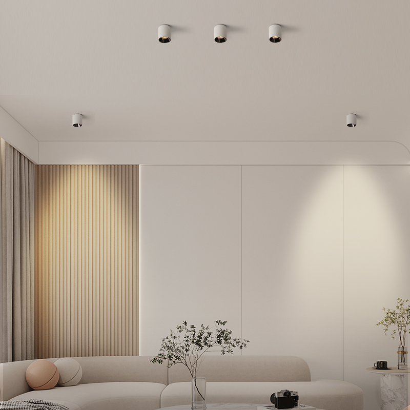 圆形超薄明装筒灯客厅餐厅卧室蜂窝网防眩吸顶免开孔无主灯小射灯