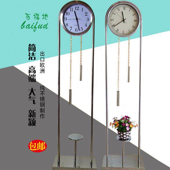 创意落地时钟欧式落地钟铁艺座钟简易钟客厅挂钟立式钟静音石英钟