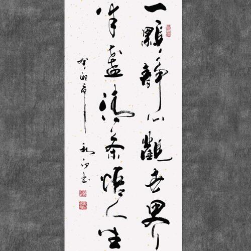 郑秋白书法手写真迹（一颗静心观世界，半盏清茶悟人生）客厅挂画