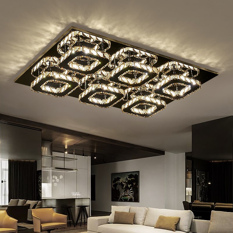 客厅灯2025新款水晶灯长方形大灯led吸顶灯简约现代大气家用灯具