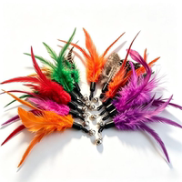 A new type of cat toy, a feather cat toy, replaces the headband with large and small bells and is a natural free-range chicken feather cat toy thumbnail 8