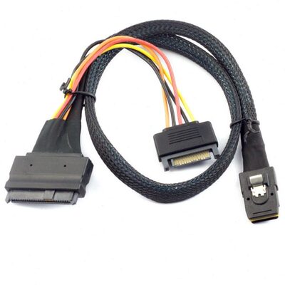 MINI SAS SFF-8087转SFF-8639母带SATA 15P电源公服务器连接线