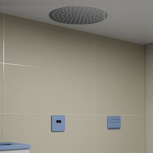 谈话室防撞硅胶感应淋浴器软包面板留置室洗手间顶喷花洒智能出水