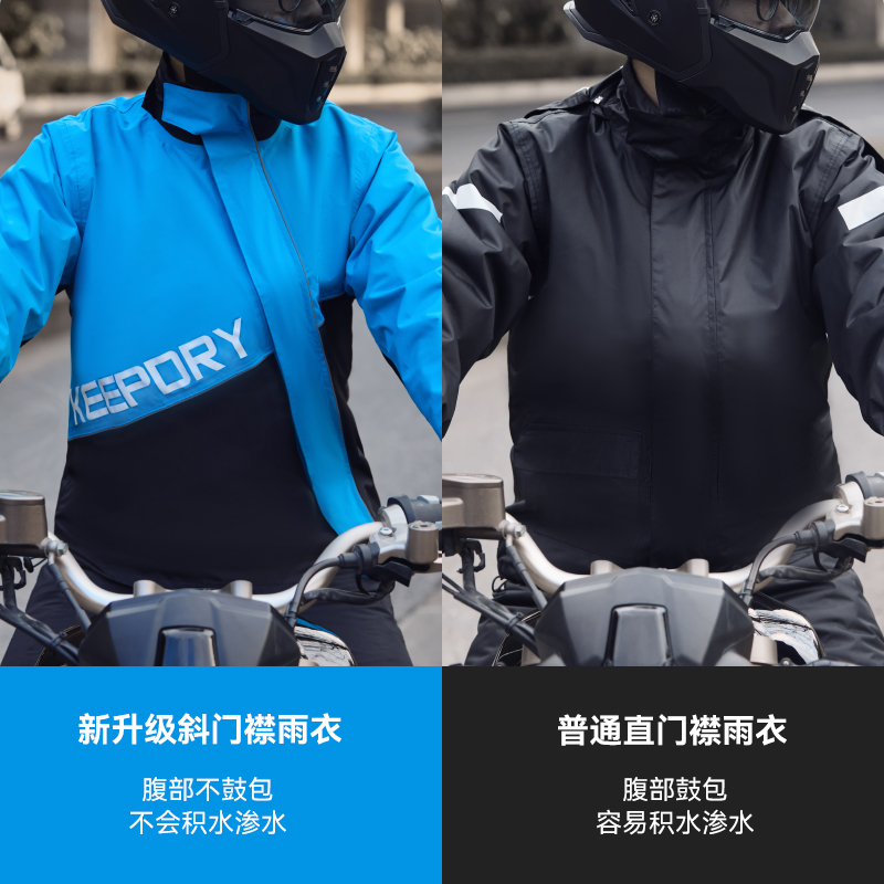 防暴雨机车骑行雨衣雨裤套装男款斜开式两件式蓝狮雨衣机车防雨服