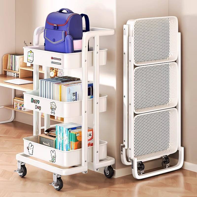 书包置物架带轮可移动书本放置架家用书桌下小推车神器书架收纳柜