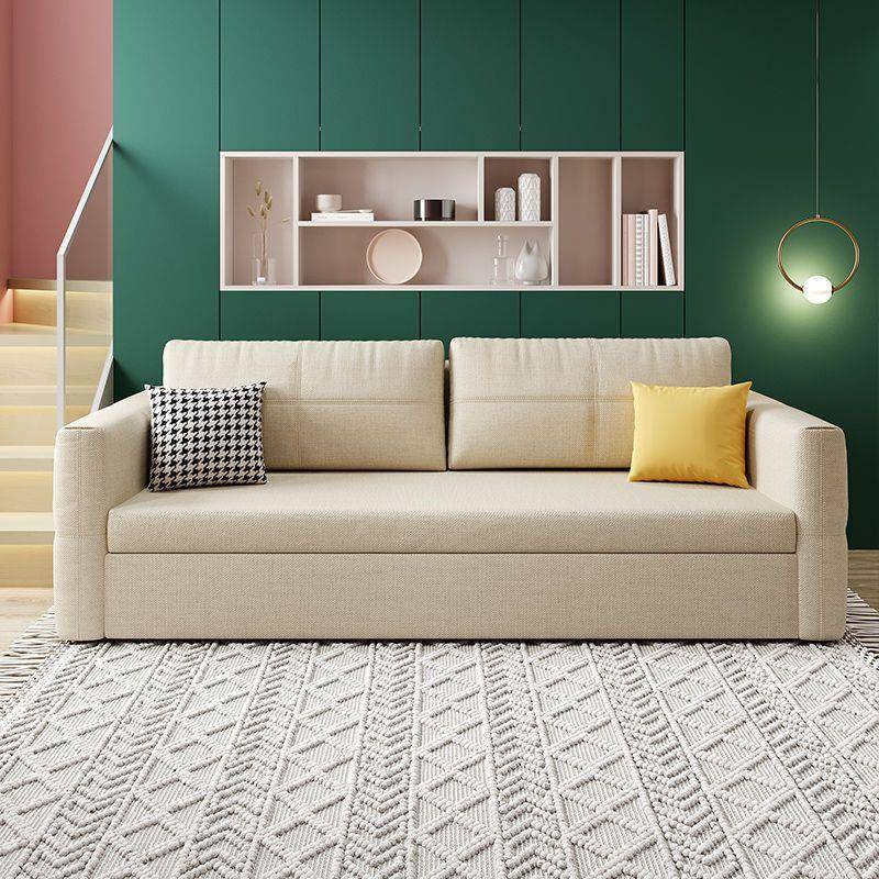 北欧可折叠储物沙发床两用多功能小户型客厅单人双人布艺实木推拉
