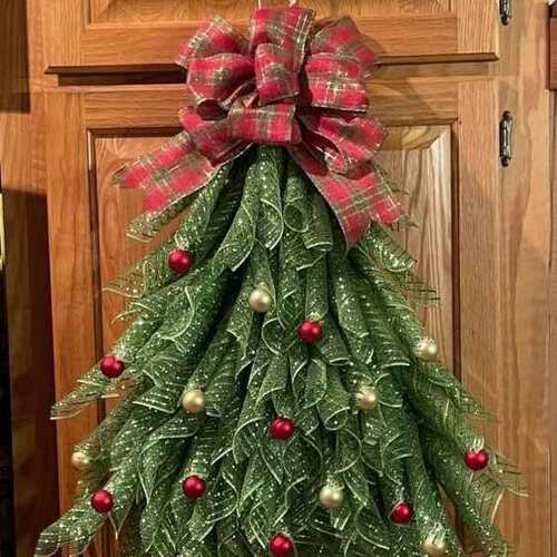 新款 Christmas Tree Wreath 前门手工制作的圣诞树花环