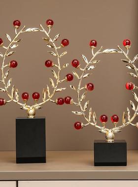 家居珍珠水晶树叶全套花环摆件高级感客厅办公室轻奢工艺品厂