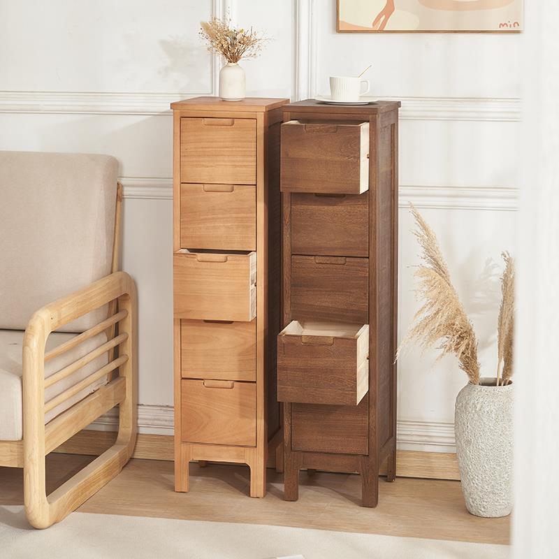 I1实木卧室收纳柜25CM小型超窄床头柜夹缝储物柜五斗柜客厅小窄柜